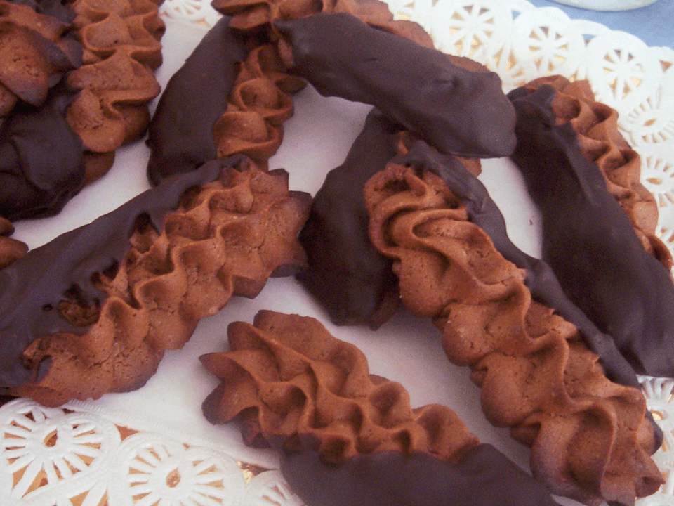 Lenguas vienesas de chocolate