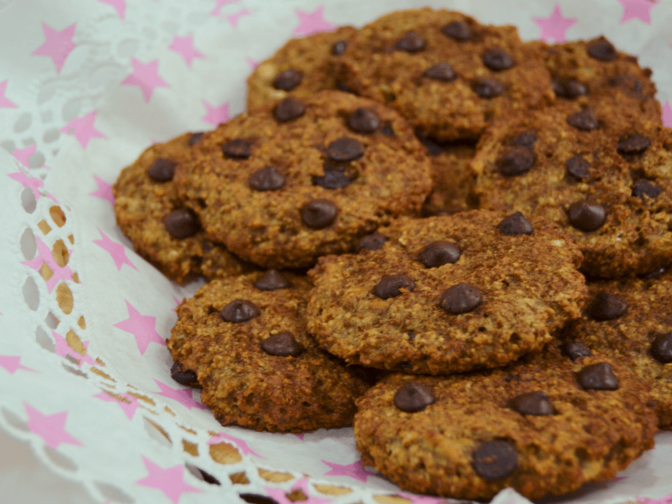 Cookies de avena, plátano y chocolate