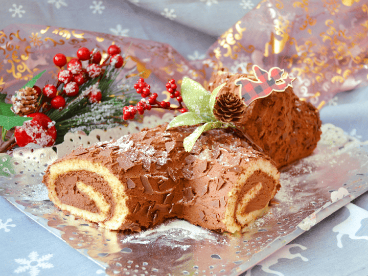 Tronco de Navidad con mousse de chocolate