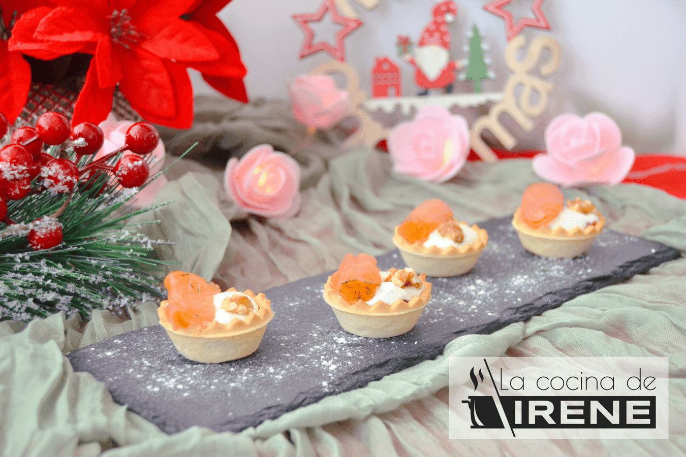 Mini tartaletas de salmón y crema de queso de cabra