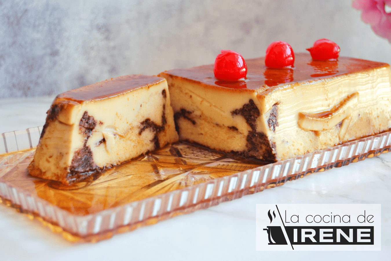 Flan de bizcochitos con chocolate