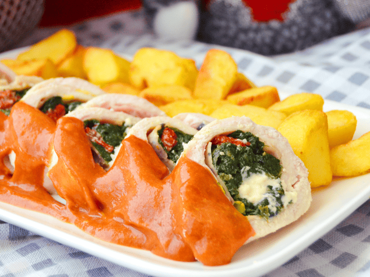 Pechuga de pollo rellena de espinacas y queso