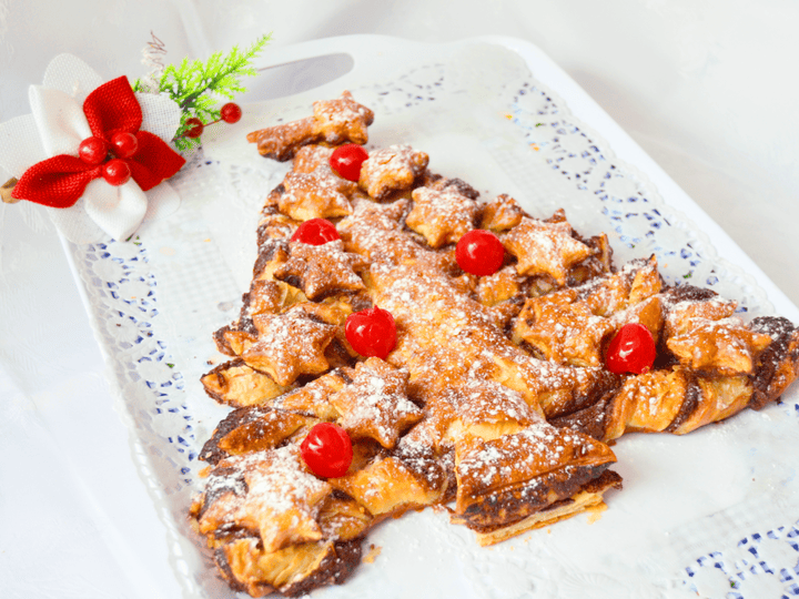 Árbol de Navidad de hojaldre y chocolate