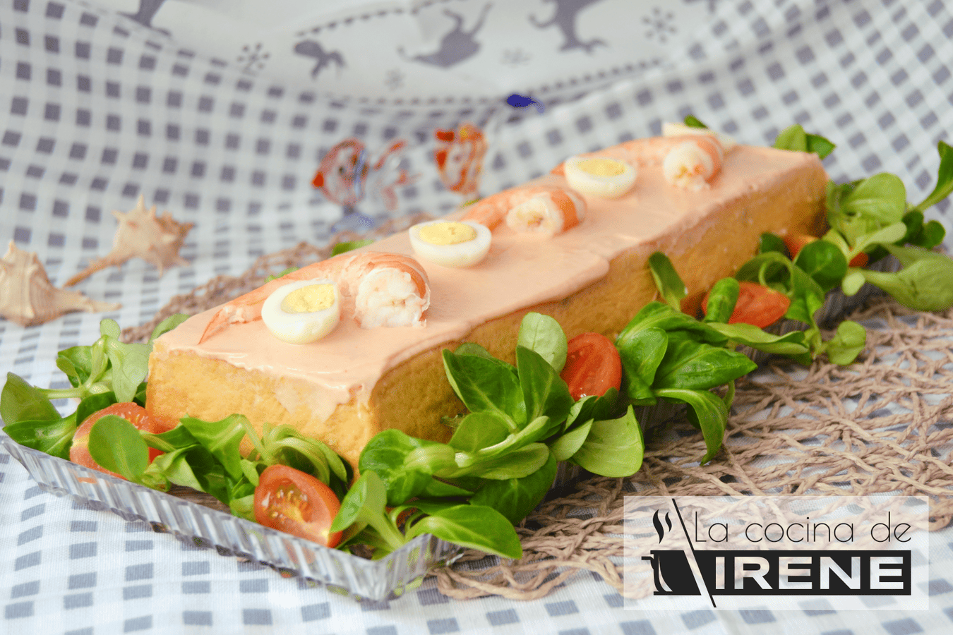 Pudin de merluza y langostinos