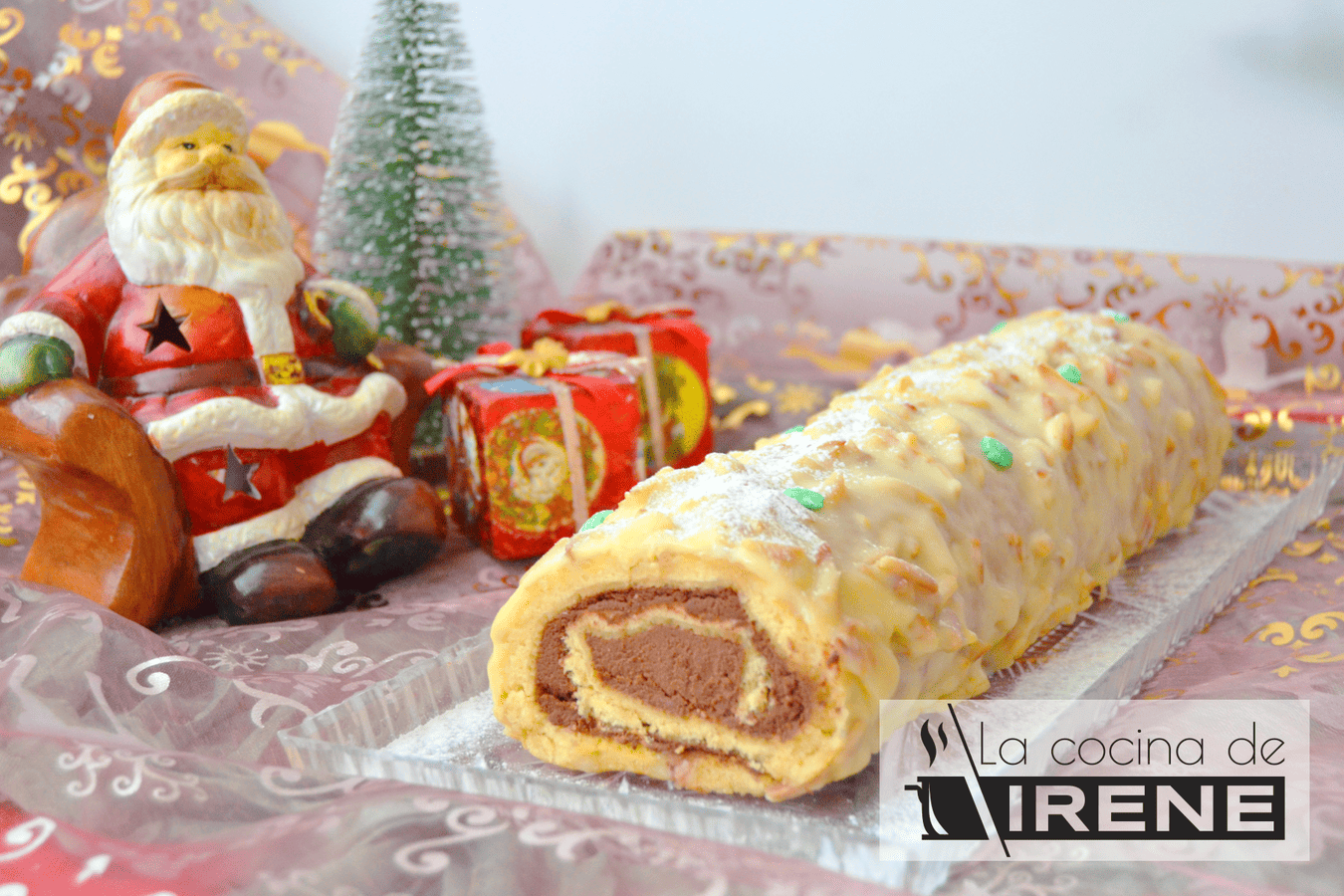 Tronco de trufa y chocolate blanco
