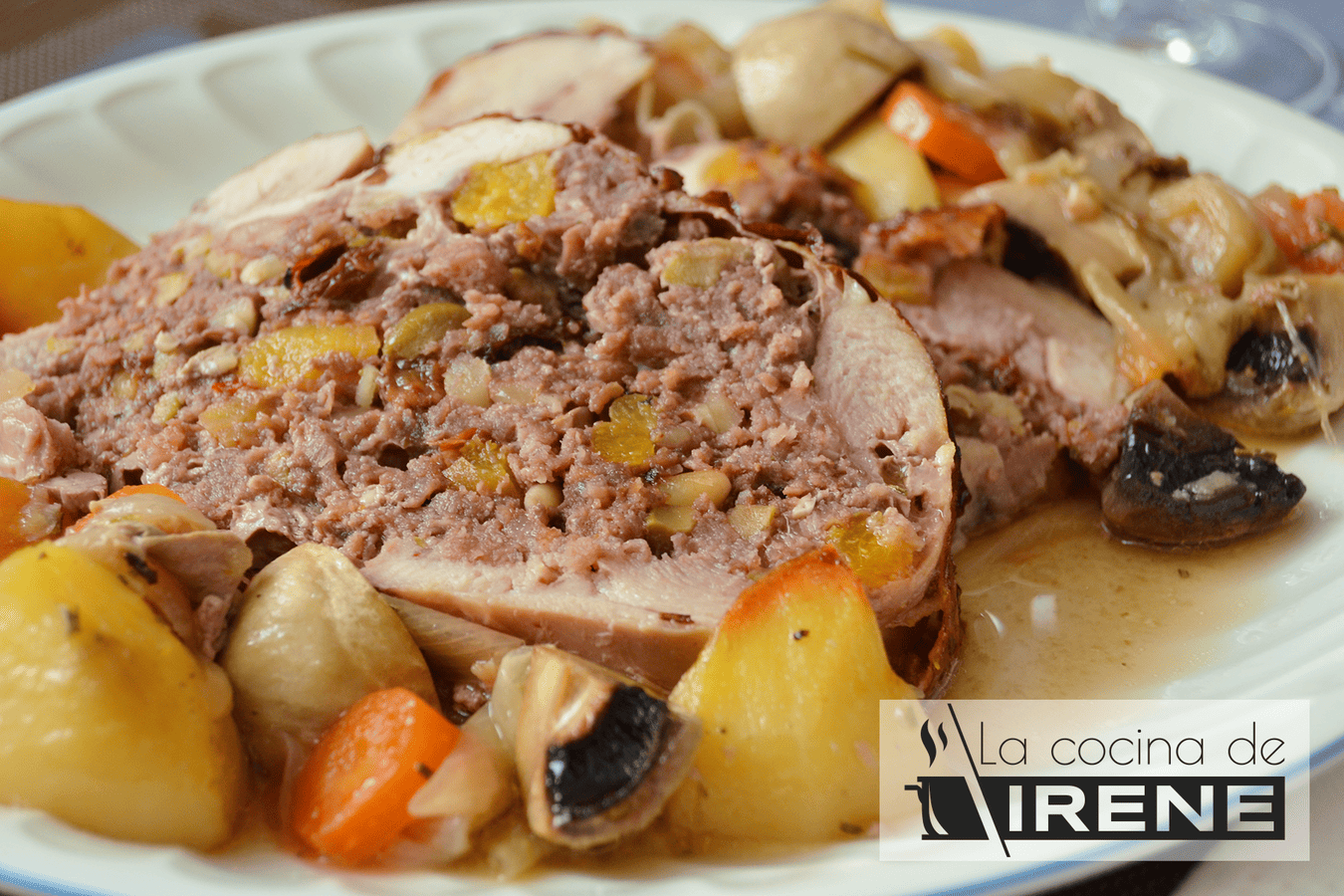 Pollo relleno de carne picada