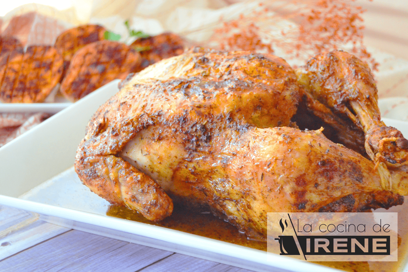 Pollo asado a las finas hierbas