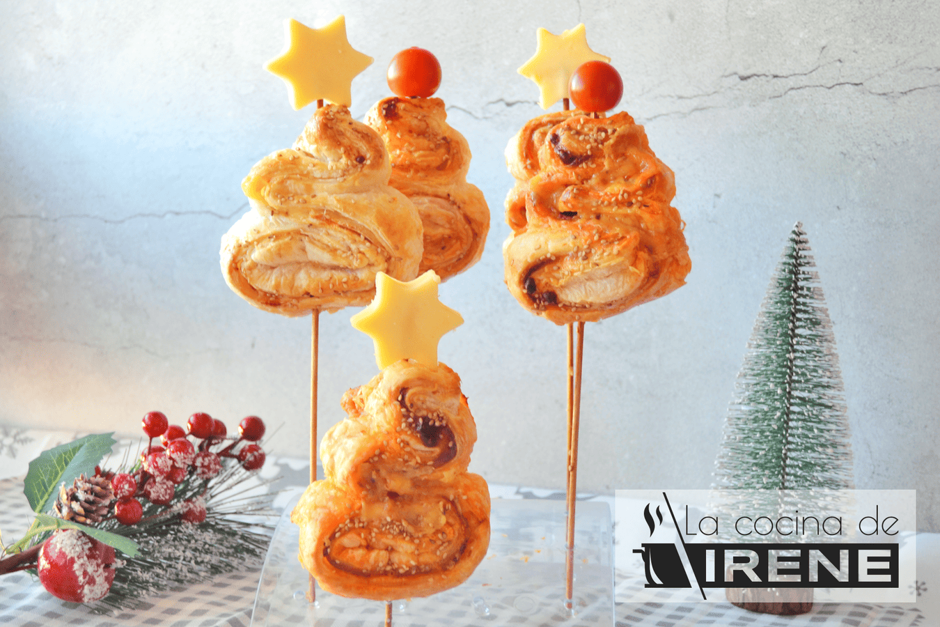 Arbolitos navideños de hojaldre
