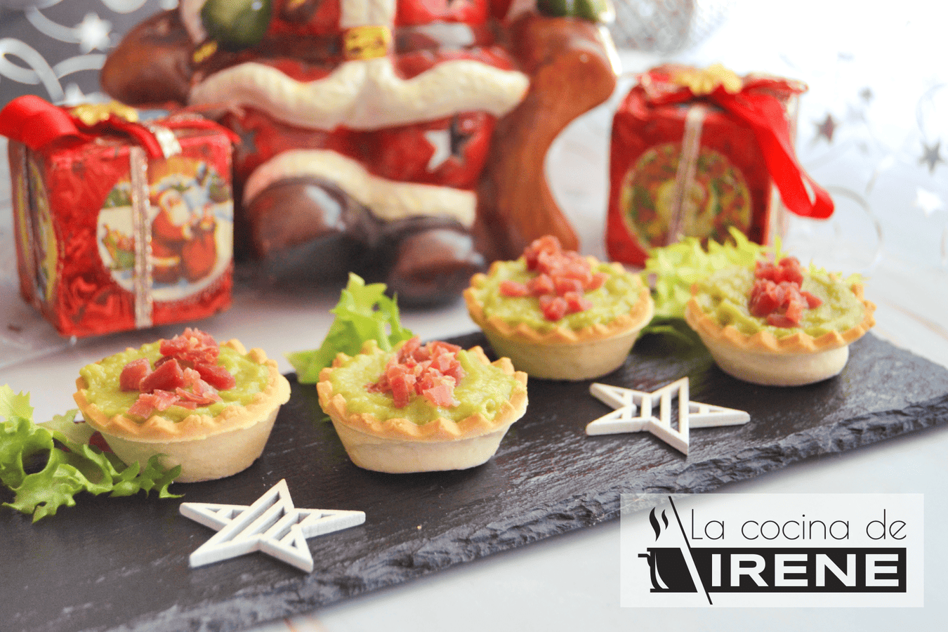 Mini tartaletas de guacamole y jamón serrano