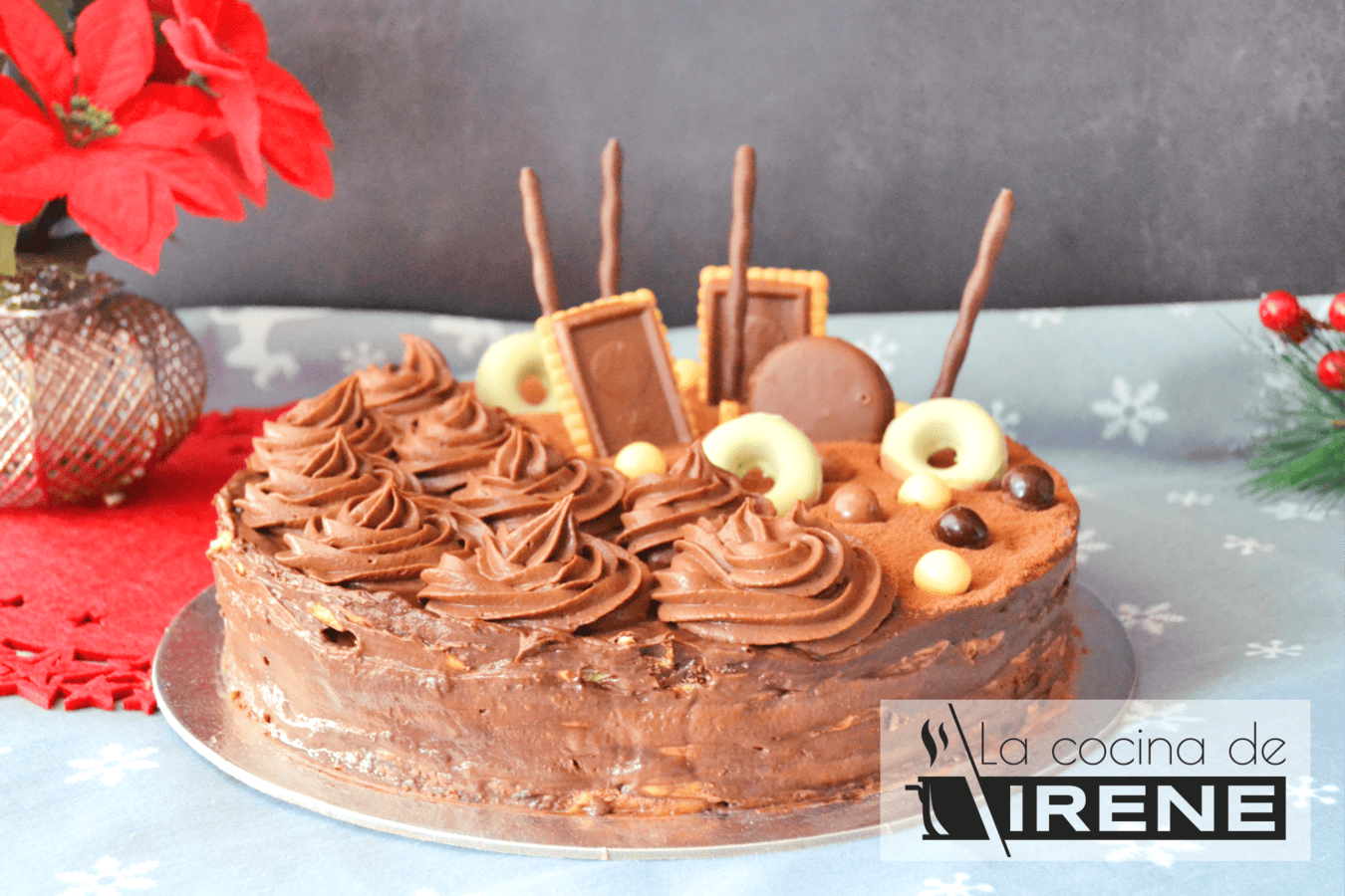 Tarta de galletas y mousse de chocolate
