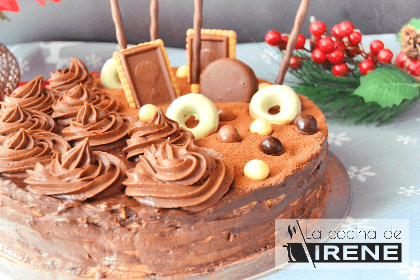 Tarta de galletas y mousse de chocolate